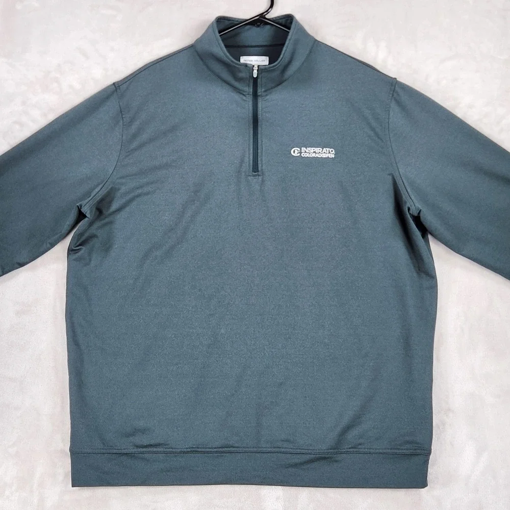 Peter Millar Pullover Mens XL Blue 1/4 Zip Perth Melange Performance Golf